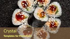  Presentation with sushi - Slide deck having sushi-set-on-the-black background and a tawny brown colored foreground