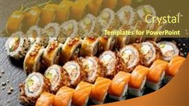  Presentation with sushi - PPT layouts consisting of sushi-set-on-the-black background and a tawny brown colored foreground