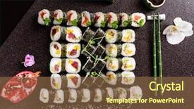  Presentation with prawn - Audience pleasing presentation theme consisting of sushi set with salmon eel backdrop and a  colored foreground