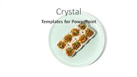  Presentation with white plate - Slide deck enhanced with sushi-topped-salmon-tartare background and a  colored foreground