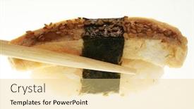  Presentation with chopsticks - PPT layouts having sushi-with-chopsticks-shot background and a blonde colored foreground