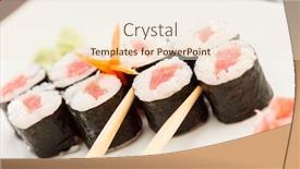  Presentation with chopsticks - PPT theme featuring sushi-with-chopsticks background and a cream colored foreground