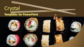  Presentation with chopsticks - Presentation theme consisting of sushi-with-chopsticks background and a tawny brown colored foreground