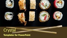  Presentation with chopsticks - PPT theme enhanced with sushi-with-chopsticks background and a tawny brown colored foreground