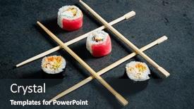  Presentation with chopsticks - Presentation enhanced with sushi-with-chopsticks background and a tawny brown colored foreground