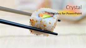  Presentation with chopsticks - Presentation with sushi with chopsticks with a back background background and a lemonade colored foreground