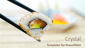  Presentation with chopsticks - Presentation theme having sushi with chopsticks with a back background background and a lemonade colored foreground