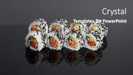  Presentation with dark grey - Presentation with sushi with salmon on dark grey glass surface background and a dark gray colored foreground