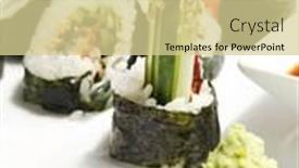  Presentation with soy sauce - Cool new slide deck with sushi-with-soy-sauce backdrop and a blonde colored foreground