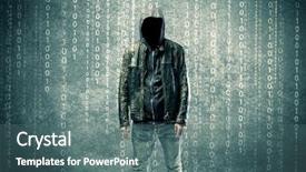  Presentation with anonymous - Beautiful PPT layouts featuring suspect - adult online anonymous internet hacker backdrop and a ocean colored foreground