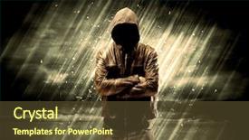  Presentation with rain - Slide deck consisting of suspect - incognito hooded stalker standing background and a tawny brown colored foreground