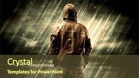  Presentation with rain - Audience pleasing PPT theme consisting of suspect - incognito hooded stalker standing backdrop and a tawny brown colored foreground