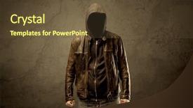  Presentation with faceless - Slides having suspect - suspicious faceless mature male background and a tawny brown colored foreground