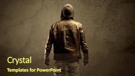  Presentation with faceless - PPT theme with suspect - suspicious faceless mature male background and a tawny brown colored foreground