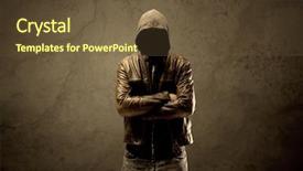  Presentation with faceless - Presentation with suspect - suspicious faceless mature male background and a tawny brown colored foreground