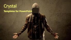  Presentation with faceless - PPT theme featuring suspect - suspicious faceless mature male background and a tawny brown colored foreground