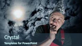  Presentation with dark - Amazing PPT theme having suspecting man wearing a foil backdrop and a ocean colored foreground