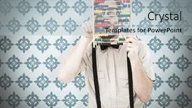  Presentation with blue - Presentation design featuring suspended animation - geeky hipster holding an abacus background and a light blue colored foreground