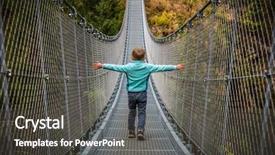  Presentation with walk by faith - Slide deck featuring suspenders - kid walk on suspended bridge background and a dark gray colored foreground