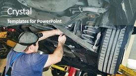  Presentation with checks - Audience pleasing PPT layouts consisting of suspense - automobile mechanic checks car suspension backdrop and a gray colored foreground