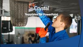  Presentation with suspension - Beautiful PPT theme featuring suspense - mechanic with lamp checks backdrop and a dark gray colored foreground