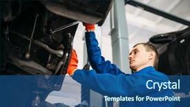  Presentation with suspension - Audience pleasing presentation consisting of suspense - mechanic with wrench repairs backdrop and a ocean colored foreground