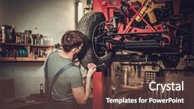  Presentation with restoration - Cool new PPT theme with suspense - mechanic working on classic car backdrop and a tawny brown colored foreground