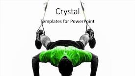  Presentation with training - Colorful theme enhanced with suspense - one caucasian man exercising suspension backdrop and a white colored foreground