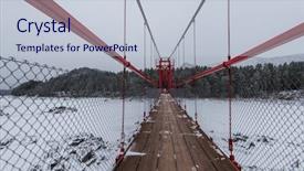  Presentation with suspension bridge - Cool new PPT theme with suspense - suspension hanging bridge above winter backdrop and a lemonade colored foreground