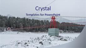  Presentation with suspension bridge - Presentation featuring suspense - suspension hanging bridge above winter background and a sky blue colored foreground