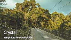  Presentation with suspension bridge - Cool new slide set with suspense - vintage suspension bridge leading backdrop and a tawny brown colored foreground