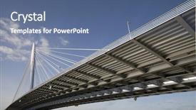  Presentation with suspension bridge - PPT theme featuring suspension bridge 10 background and a ocean colored foreground