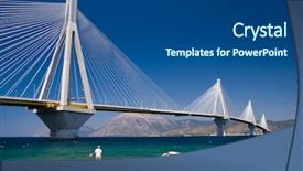  Presentation with corinth - PPT layouts featuring suspension bridge crossing corinth gulf background and a ocean colored foreground
