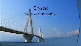  Presentation with crossing bridge - Slide set consisting of suspension bridge crossing corinth gulf background and a teal colored foreground