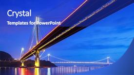  Presentation with suspension - Slide deck with suspension bridge in hong kong at night background and a cobalt blue colored foreground