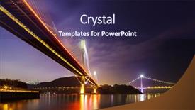  Presentation with suspension bridge - Slide deck having mountain range - suspension bridge in hong kong background and a navy blue colored foreground