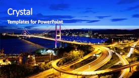  Presentation with suspension bridge - Amazing slide set having suspension bridge in hong kong backdrop and a cobalt blue colored foreground