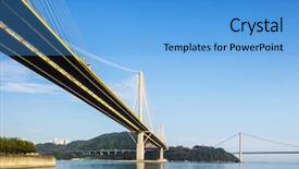  Presentation with suspension - Audience pleasing PPT theme consisting of suspension bridge in hong kong backdrop and a light blue colored foreground