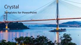 Presentation with suspension bridge - Slide deck enhanced with suspension bridge in hong kong background and a light blue colored foreground