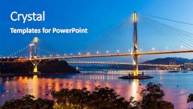  Presentation with suspension - PPT theme consisting of suspension bridge in hong kong background and a teal colored foreground