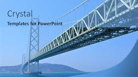  Presentation with suspension bridge - Slide set consisting of suspense - suspension bridge in kobe background and a light blue colored foreground