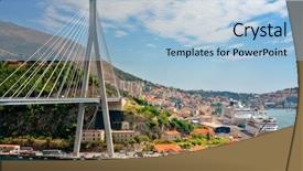  Presentation with bridge construction - Presentation theme having suspension bridge in the coastal background and a light blue colored foreground