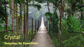  Presentation with suspension bridge - Presentation theme featuring suspension-bridge-in-tropical-jungle background and a tawny brown colored foreground