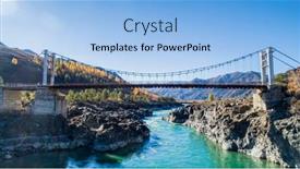  Presentation with suspension bridge - Cool new PPT theme with suspension-bridge-over-a-mountain backdrop and a light blue colored foreground