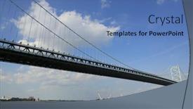  Presentation with suspension bridge - Audience pleasing PPT theme consisting of suspension-bridge-with-clouds backdrop and a teal colored foreground