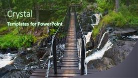  Presentation with crossing bridge - Slide deck having suspension-cable-bridge-crossing background and a tawny brown colored foreground