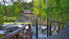  Presentation with crossing bridge - Audience pleasing PPT theme consisting of suspension-cable-bridge-crossing backdrop and a tawny brown colored foreground