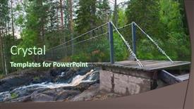  Presentation with crossing bridge - Cool new slide deck with suspension-cable-bridge-crossing backdrop and a tawny brown colored foreground