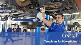  Presentation with mechanic repair - Audience pleasing theme consisting of suspension detail of lifted automobile backdrop and a ocean colored foreground