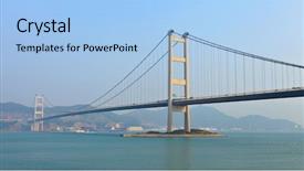  Presentation with hong kong - Beautiful presentation theme featuring cable bridge in hong kong backdrop and a light blue colored foreground
